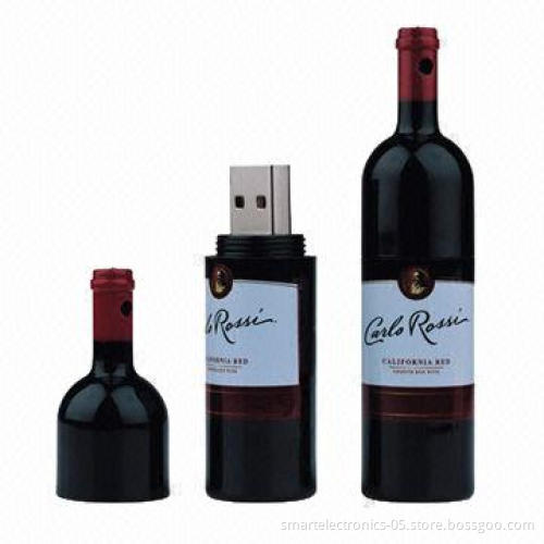 Wine Bottle-shaped USB Flash Drives, 64MB to 128GB Flash Memory Capacity